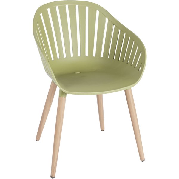 4x VEGA Chaise coque d'extérieur Gimani; 53x55.5x79.5 cm (lxPxH); Assise kaki, Structure brun; 4 pièce(s) / Lot