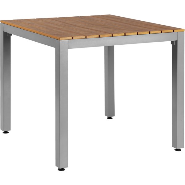 Table d'extérieur Resisto PULSIVA; 80x80x73 cm (LxlxH); Plateau brun, Structure gris; rectangulaire