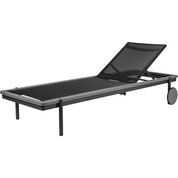 Lettino prendisole Rivan VEGA; 202x72x33 cm (LxLxH); seduta antracite, struttura grigio