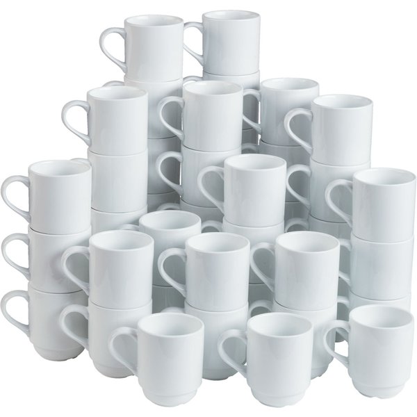 48x PULSIVA Confezione risparmio tazze mug Yari 48 pezzi; 250 ml, 7.4x9.2 cm (ØxH); bianco; rotonda; 48 pz. / Pacco