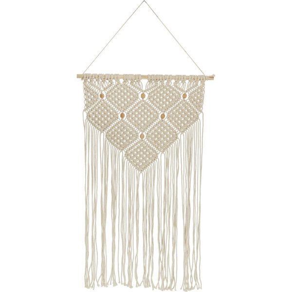 Decorazione pendente in macramè Sukara; 70x45 cm (LxL); bianco crema/marrone