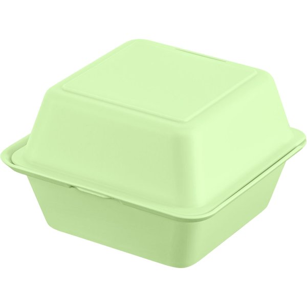Boîte à burger réutilisable Yari elasto REuse; 700 ml, 15.7x15.7x8.4 cm (LxlxH); vert; carré(e); 25 pièce(s) / Lot