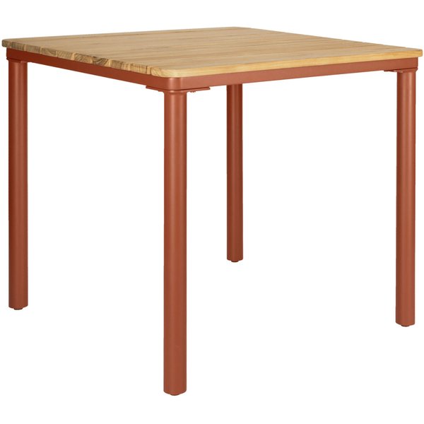 Tavolo in teak da esterno Zolia quadrato VEGA; 80x80x76 cm (LxLxH); Piano tavolo marrone, struttura marrone ruggine; quadrata