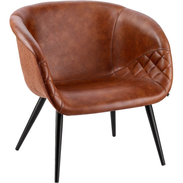 Poltrona Yankee VEGA; 75x68x75.5 cm (LxPxH); seduta cognac, struttura nero