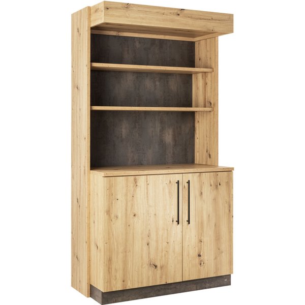 VEGA Vaisselier Baristo Classic avec portes battantes; 115x62x216 cm (lxPxH); chêne rustique, Poignée noir