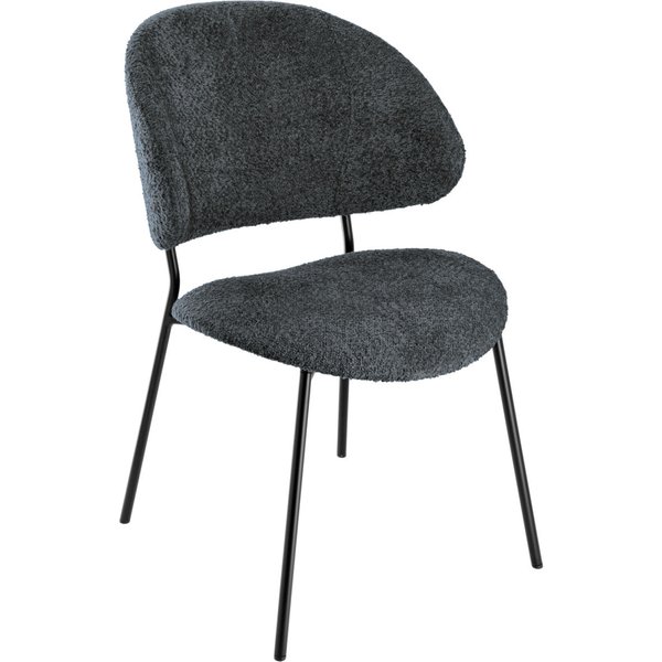 VEGA Chaise rembourrée Lindo tissu bouclette; 55x65x85 cm (lxPxH); Assise noir, Structure noir