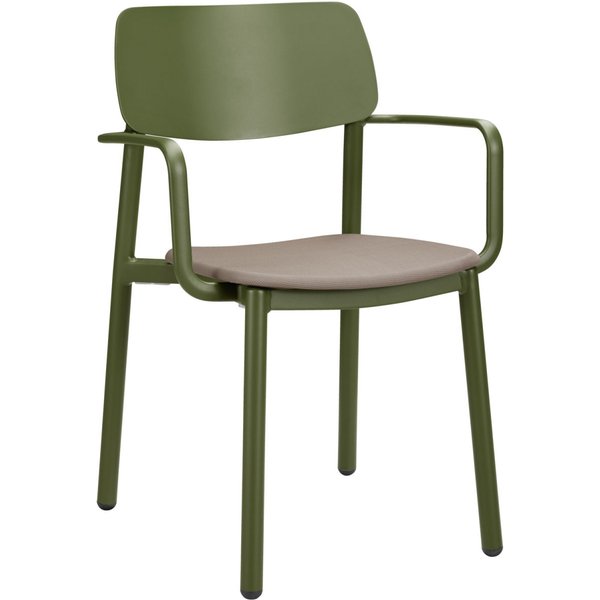 Chaise d'extérieur Punta avec accoudoirs VEGA; 56x52.5x81 cm (lxPxH); Assise taupe, Structure kaki; 4 pièce(s) / Lot