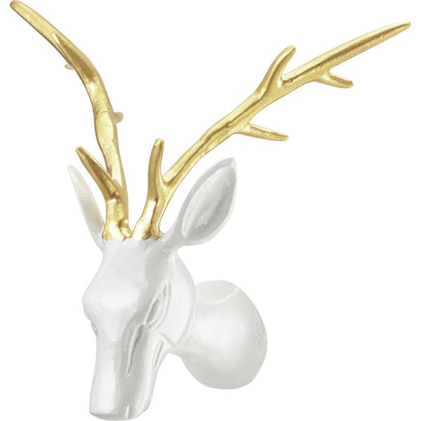 Tête de cerf Gesa; 25x36x14 cm (lxHxP); blanc/doré