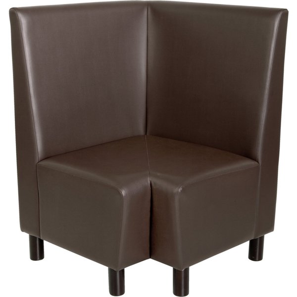 Élément d'angle Orlando VEGA; 75x75x102 cm (lxPxH); Assise brun, Structure hêtre teinté wengé