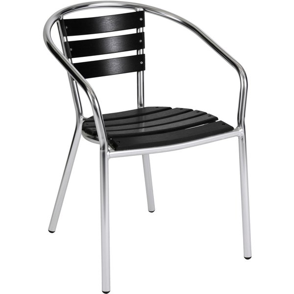 Chaise empilable d'extérieur Coffee-Bar PULSIVA; 54.1x55x75 cm (lxPxH); Assise noir, Structure argenté; 4 pièce(s) / Lot