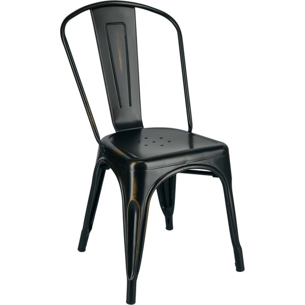 2x PULSIVA Chaise bistrot Ferano design industriel; 45x51.5x85.5 cm (lxPxH); noir/bronze; 2 pièce(s) / Lot