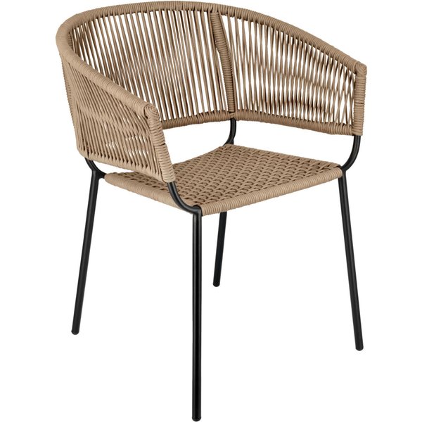 Sedia da esterno Samo VEGA; 62.5x56x79 cm (LxPxH); seduta beige, struttura nero; 2 pz. / Pacco
