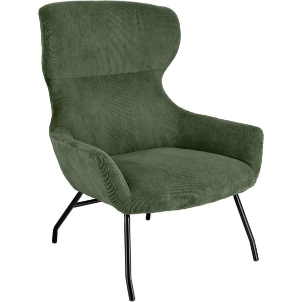 VEGA Poltrona con le orecchie Malin; 75x77x103 cm (LxPxH); seduta verde, struttura nero