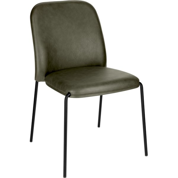 2x VEGA Chaise empilable Limano similicuir; 52x43x82 cm (lxPxH); Assise kaki, Structure noir; 2 pièce(s) / Lot