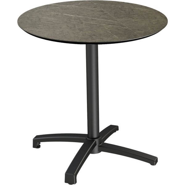 Tavolo da esterno X Cross con struttura nera + HPL rotondo Feros; 74 cm (H); marrone; rotonda