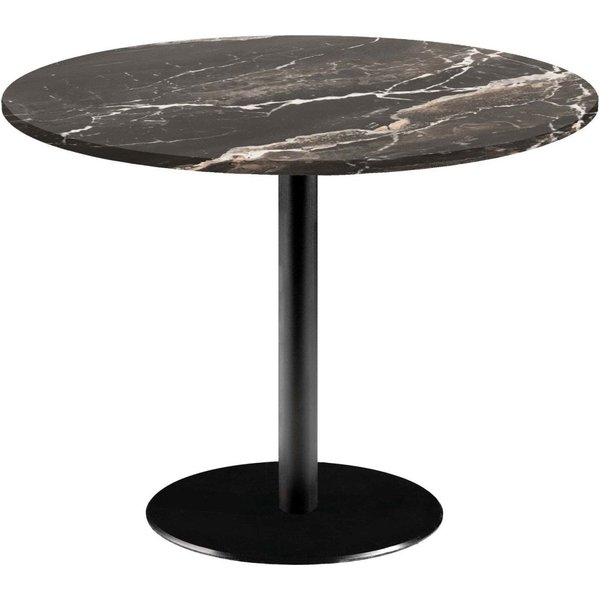 Table Rome XL ronde - décor pierre ou marbre RestooTab; 75x120 cm (HxØ); Plateau noir, Structure noir; rond(e)