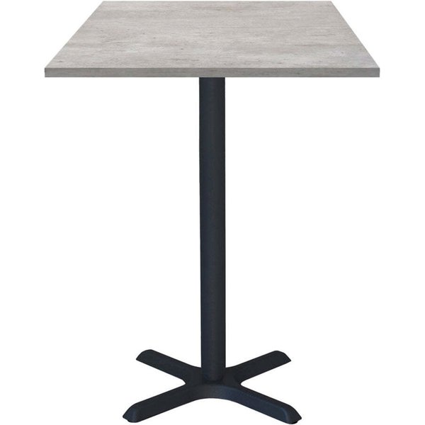 Mange-debout Dina carré - décor pierre RestooTab; 60x60x112 cm (LxlxH); Plateau gris/effet béton, Structure noir; carré(e)