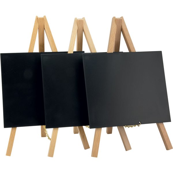 Set di 3 Mini Lavagne da Tavolo su Cavalletti Securit; 15x24 cm (LxH); beige