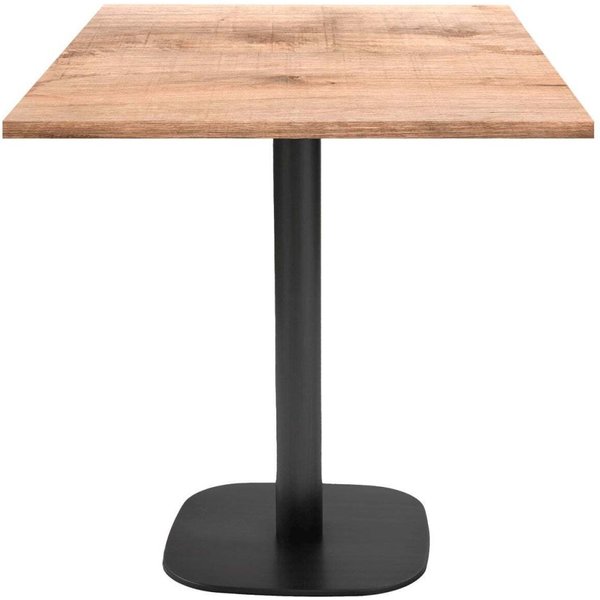 Table Round carrée - décor pierre ou bois RestooTab; 70x70x75 cm (LxlxH); Plateau chêne/brun clair, Structure noir; carré(e)