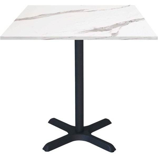 Table Dina carrée - décor pierre RestooTab; 70x70x74 cm (LxlxH); Plateau blanc, Structure noir; carré(e)