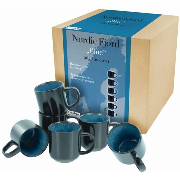 6x CreaTable Set mugs 6 pièces Nordic Fjord; 30 cl, 9x10 cm (ØxH); bleu; rond(e); 6 pièce(s) / Lot