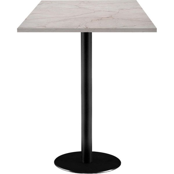 Tavolo alto Rome quadrato - laminato pietra RestooTab; 60x60x113 cm (LxLxH); Piano tavolo beige, struttura nero; quadrata