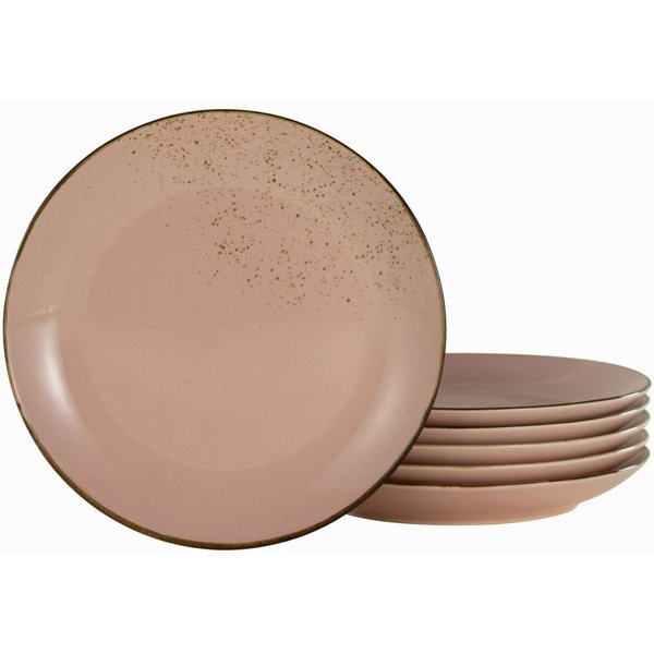 6x CreaTable Collezione Natura - Piatto da pranzo 6 pezzi; 27x3.5 cm (ØxH); rosa; rotonda; 6 pz. / Pacco