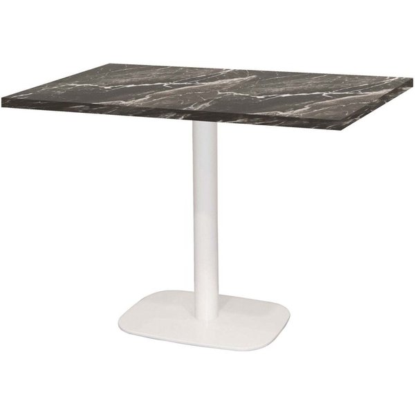 Tavolo Round rettangolare base bianco - laminato pietra RestooTab; 120x70x75 cm (LxLxH); Piano tavolo nero/marrone/marmorizzato, struttura bianco; rettangolare
