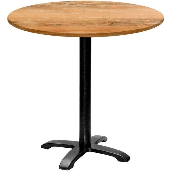 Tavolo Bazila rotondo - laminato legno RestooTab; 74x80 cm (HxØ); Piano tavolo quercia antica, struttura nero; rotonda