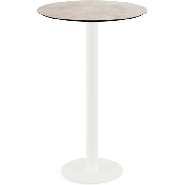 Tavolo alto Urban con struttura bianca + piano rotondo in HPL Feros; 109.2x70 cm (HxØ); sabbia; rotonda