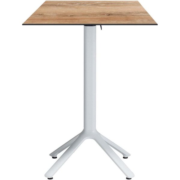Table haute pliable Nemo blanche pour intérieur/extérieur 60x60 RestooTab; 60x60x110 cm (LxlxH); Plateau chêne vieilli, Structure blanc; carré(e)