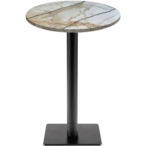 RestooTab Tavolo alto Milano-T rotondo - laminato pietra; 113x60 cm (HxØ); bianco lana/grigio/marmorizzato; rotonda