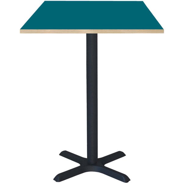 Tavolo alto Dina quadrato - laminato legno & tinta unita RestooTab; 60x60x112 cm (LxLxH); Piano tavolo blu, struttura nero; quadrata