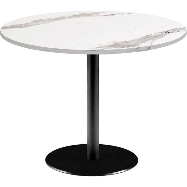 Tavolo Rome XL rotondo - laminato pietra & marmo RestooTab; 75x120 cm (HxØ); Piano tavolo bianco/grigio/marmorizzato, struttura nero; rotonda