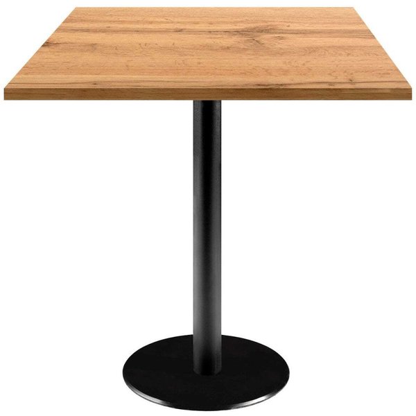 Tavolo Rome quadrato - laminato legno RestooTab; 70x70x75 cm (LxLxH); Piano tavolo quercia, struttura nero; quadrata