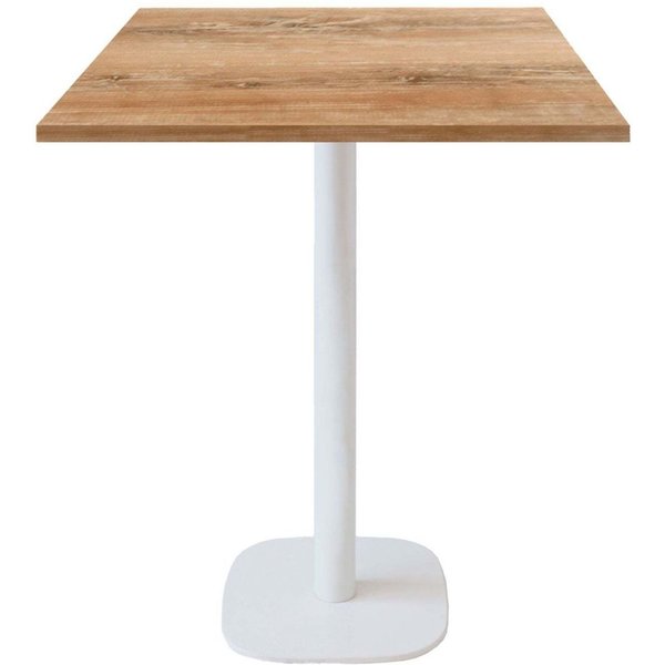 Tavolo alto Round quadrato base bianco - laminato legno & tinta unita RestooTab; 70x70x113 cm (LxLxH); Piano tavolo quercia antica, struttura bianco; quadrata