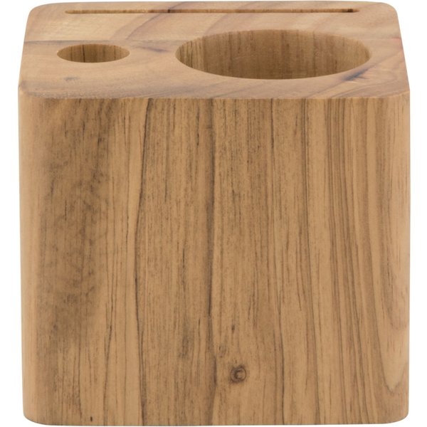 Portaconto Block - Legno finitura teak Securit; 8x8x7 cm (LxLxH); marrone
