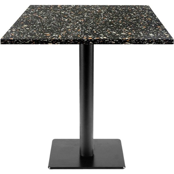 Table Milan-T carrée - décors pierres RestooTab; 70x70x75 cm (LxlxH); noir/terrazzo; carré(e)