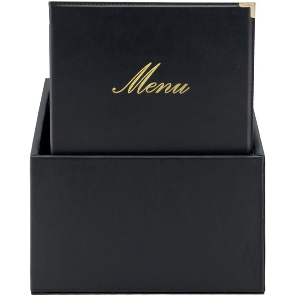 Boîte avec 20 protège-menu A4 Classic - similicuir - 4 vues Securit; 27.5x35 cm (lxH); noir