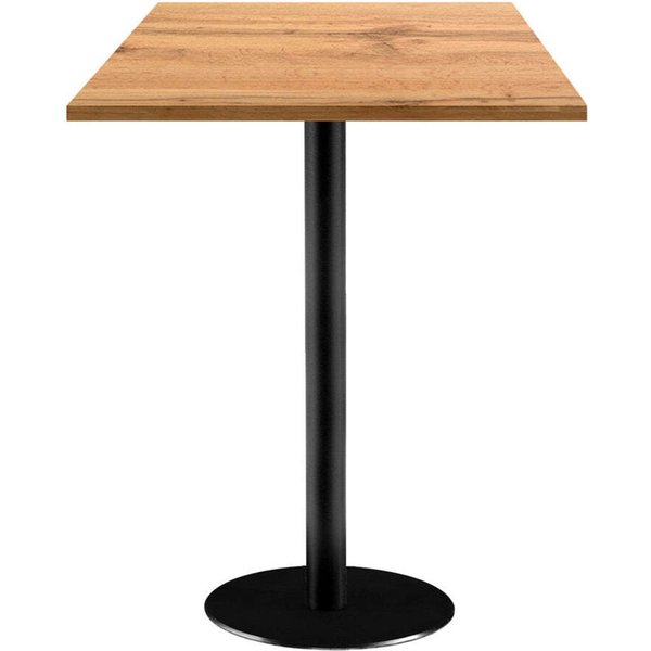 Tavolo alto Rome quadrato - laminato legno RestooTab; 60x60x113 cm (LxLxH); Piano tavolo quercia, struttura nero; quadrata