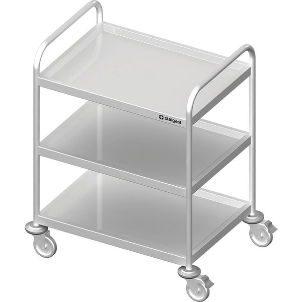 Stalgast Chariot de service soudé avec trois plateaux; 117x75.5x75.5 cm (lxPxH); argenté