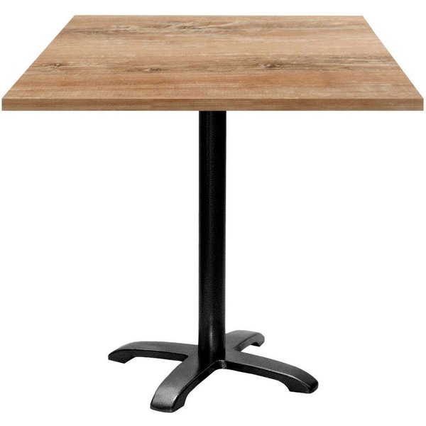Table Bazila carrée - décor bois RestooTab; 70x70x74 cm (LxlxH); Plateau chêne vieilli, Structure noir; carré(e)