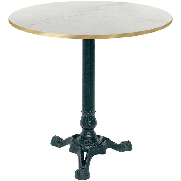 Table Bistrot ronde - chant couleur laiton RestooTab; 70x70x75x70 cm (LxlxHxØ); blanc/beige/laiton; Structure noir; rond(e)