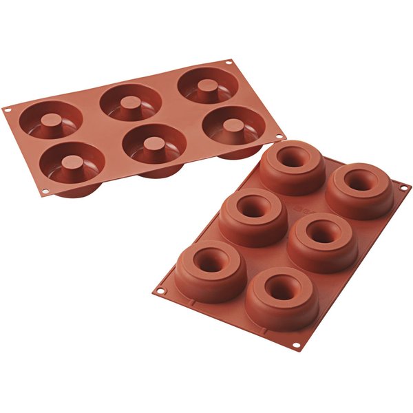 Schneider Moule à pâtisserie en silicone Donuts; 9.8 cl, 30x17.5x7.5x2.5 cm (LxlxØxH); rouge