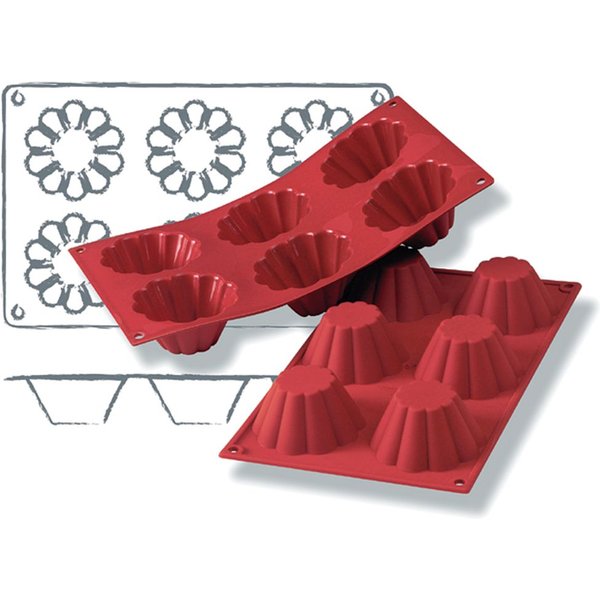 Schneider Stampo in silicone per brioche; 110 ml, 30x17.5x7.9x3.7 cm (LxLxØxH); rosso