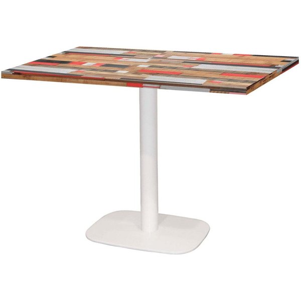 Tavolo Round rettangolare base bianco - laminato legno & tinta unita RestooTab; 120x70x75 cm (LxLxH); Piano tavolo multicolore, struttura bianco; rettangolare