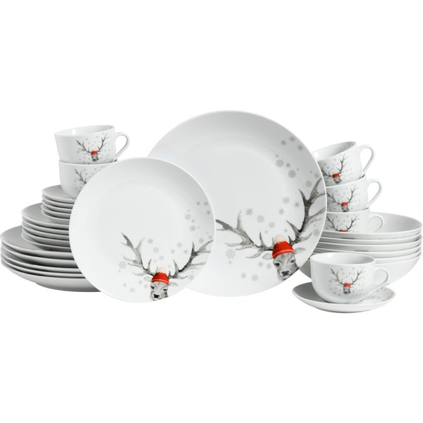CreaTable Hirsch (forme Luna) - Service combiné 30 pcs.; blanc