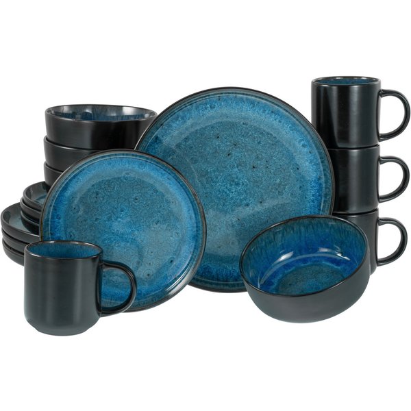 CreaTable Nordic Fjord - Servizio da 16 pezzi per la cena; blu
