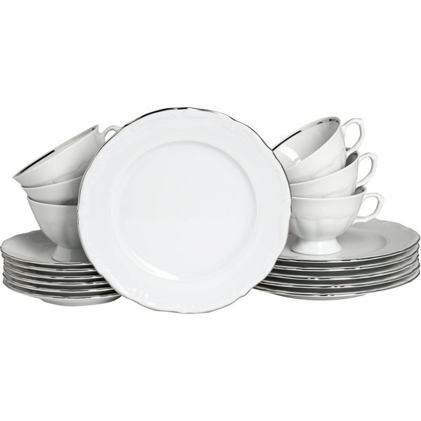 Service à café 18 pièces Maria Theresia CreaTable; blanc/platine