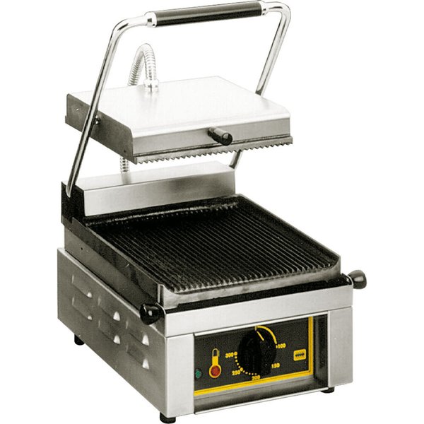 Roller Grill ROLLER GRILL Gril de contact, 2 kW, dimensions 330 x 385 x 220 mm (l x p x h); 33x38.5x22 cm (lxPxH); argenté/noir